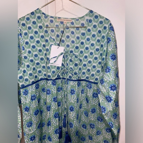 Ophelia & Indigo Evie Azalea Green & Blue Floral Dress 💚 - Picture 12 of 13